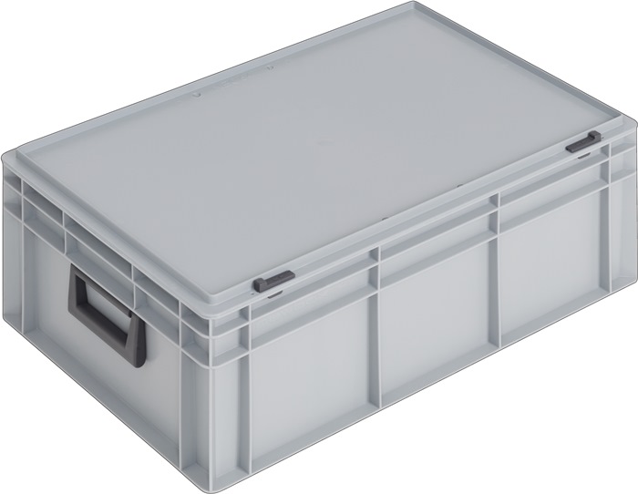 Lockweiler Kunststoffkoffer L600xB400xH233 mm PP 2 Griffe Schiebeverschluss grau 42 l