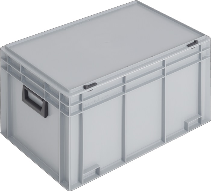 Lockweiler Kunststoffkoffer L600xB400xH353 mm PP 2 Griffe Schiebeverschluss grau 70 l