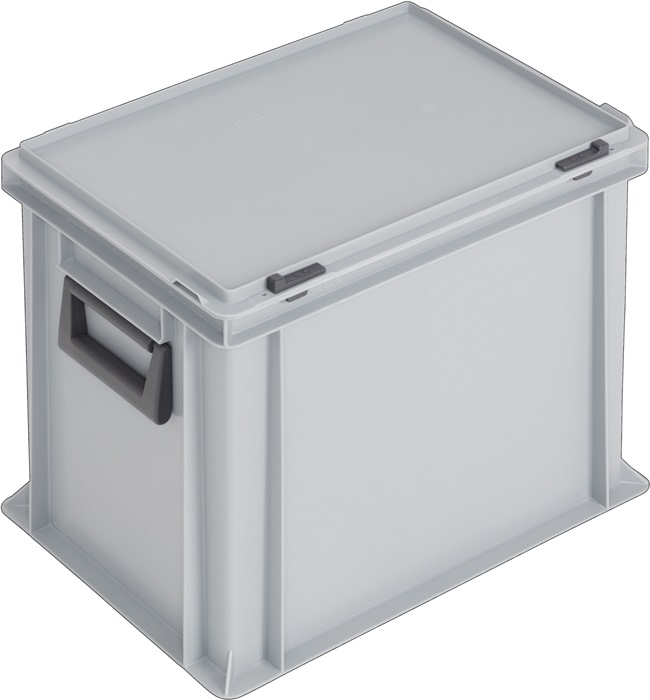 Lockweiler Kunststoffkoffer L400xB300xH333 mm PP 2 Griffe Schiebeverschluss grau 31 l