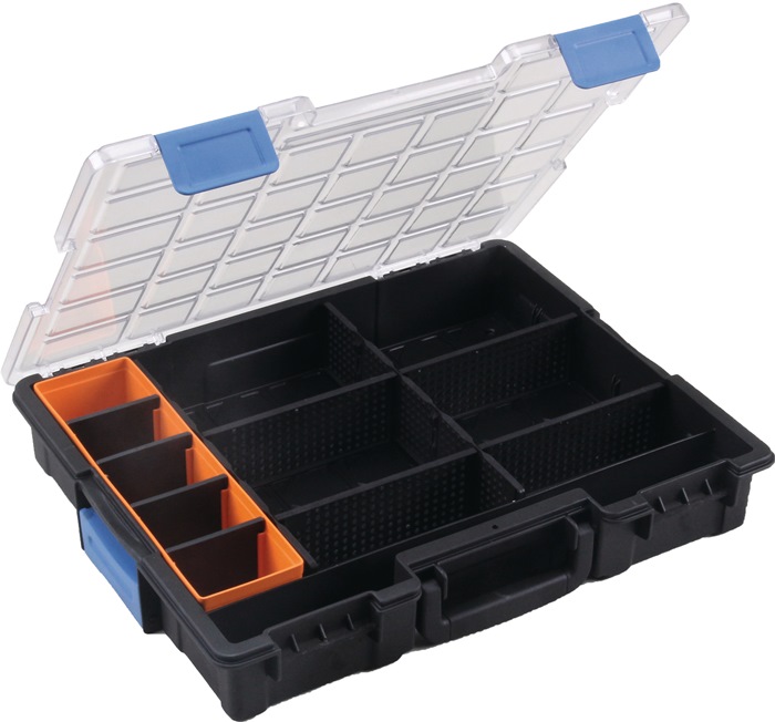 ALLIT Sortimentskasten Euro Plus Pro B440xT355xH76mm 12 Fächer 10 Trennstege transparent schwarz