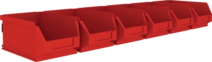 mAUSEr Sichtlagerkastenset H75xB602xT180mm Stahl verzinkt mit Sichtlagerkästen 6 x MK5 rot