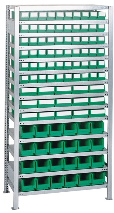 Quality Brand Steckregal H2000xB1000xT400mm Anbauregal 14 Stahlböden 60 x 3, 15 x 4 blau 24 x MK4 blau