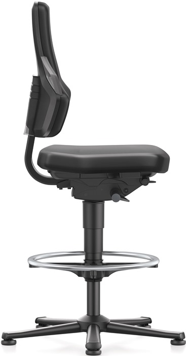 BIMOS Arbeitsdrehstuhl Nexxit Bodengleiter + Fußring Grifffarbe grau Kunstlederpolster schwarz 570-820 mm