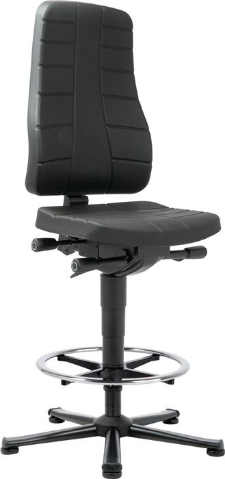 BIMOS Arbeitsdrehstuhl All-In-One Highline Bodengleiter + Fußring Integralschaum schwarz 570-830 mm