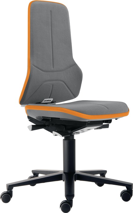 BIMOS Arbeitsdrehstuhl Neon Rollen Supertec-Gewebe grau orange 450-620 mm