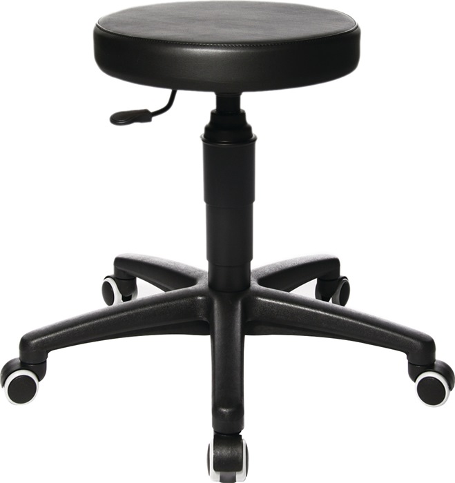 TOPSTAR Drehhocker Tec 70 mit Rollen Kunstleder-Hochpolster schwarz Sitzhöhenverstellung 390-520 mm