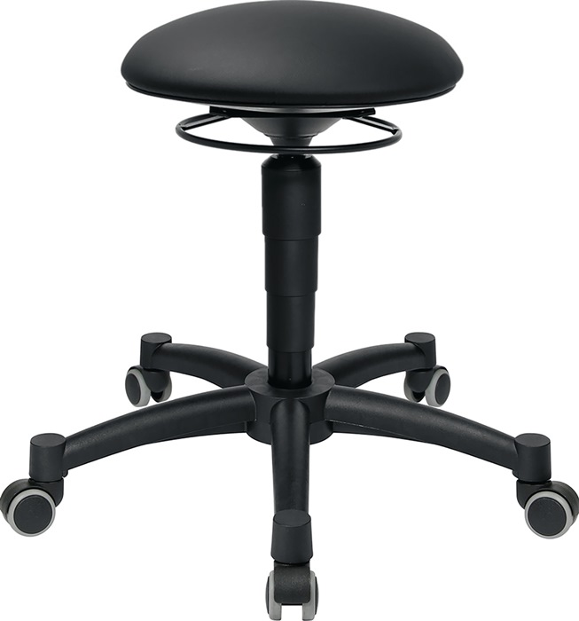 TOPSTAR Drehhocker Body Balance mit Rollen Kunstlederpolster schwarz Sitzhöhenverstellung 420-550 mm