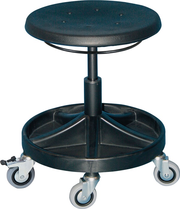 LOTZ Lagertechnik Drehhocker mit Rollen PU-Schaum schwarz Sitzhöhenverstellung 400-530 mm