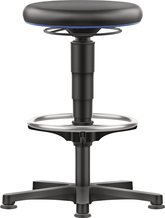 BIMOS Drehhocker Bodengleiter und Fußring Integralschaum Integralschaum schwarz Sitzhöhenverstellung 560-830 mm