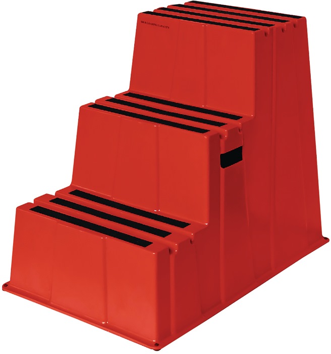 TWINCO Schwerlasttritt Stufen einschl. Plattform 3 Plattformhöhe 730 mm Kunststoff rot