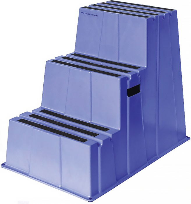 TWINCO Schwerlasttritt Stufen einschl. Plattform 3 Plattformhöhe 730 mm Kunststoff blau