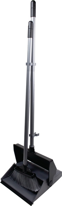Nölle PROFI BRUSH Kehrset Alu-Stiel mit Klappschaufel und Besen schwarz/silber