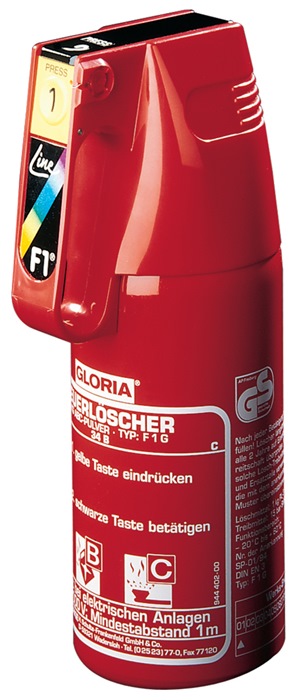 GLORIA KFZ-Pulverfeuerlöscher 2 kg mit Dauerdruck Brandklasse A 13 A 89 B C o.Manom.+Halt.