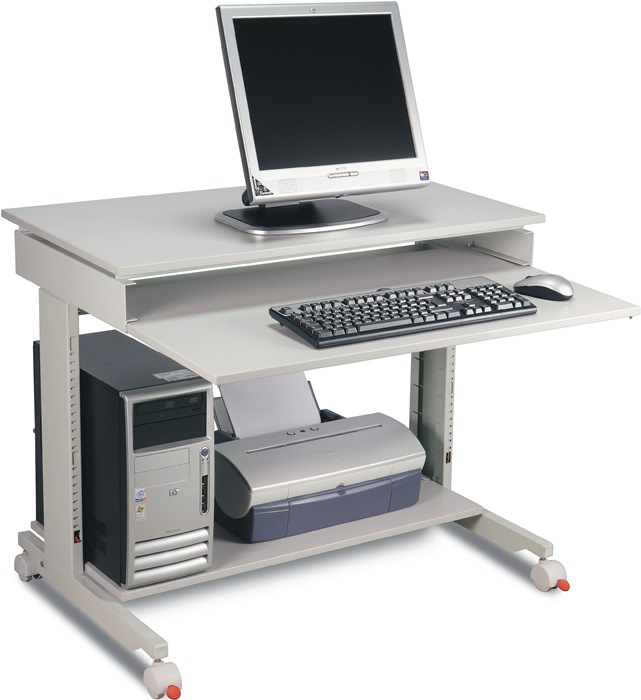 TWINCO PC-Arbeitstisch H720-1100xB900xT500mm lichtgrau, RAL 7035 fahrbar