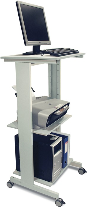 TWINCO PC-Arbeitstisch H1180xB600xT500mm lichtgrau, RAL 7035 fahrbar