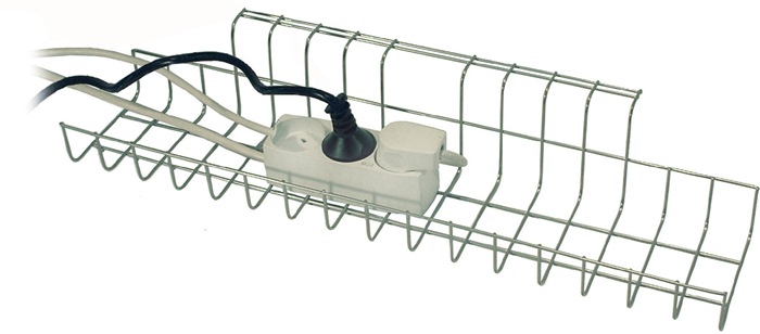 TWINCO Kabelkorb B490xT100xH80-85mm silber passend für Schreibtisch