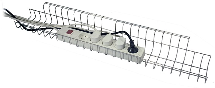 TWINCO Kabelkorb B790xT100xH80-85mm silber passend für Schreibtisch