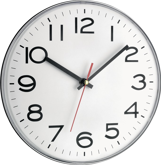 TFA Wanduhr Quarzuhr Kunststoff silber Ø 280 mm 1,5 V Zahlen