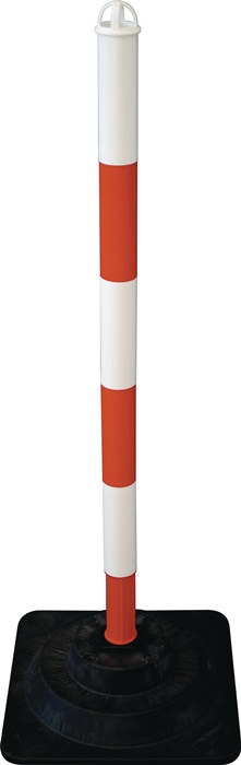TEMKA GmbH Sperrpfosten PE/PVC rot/weiß Ø 40 mm zum Aufstellen Pfostenkopf mit 4 Kettenaufnahmen