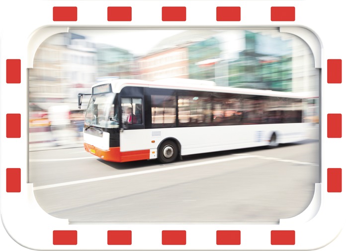 dancop Verkehrsspiegel H400xB600mm Kunststoff, rot/weiß 15 m