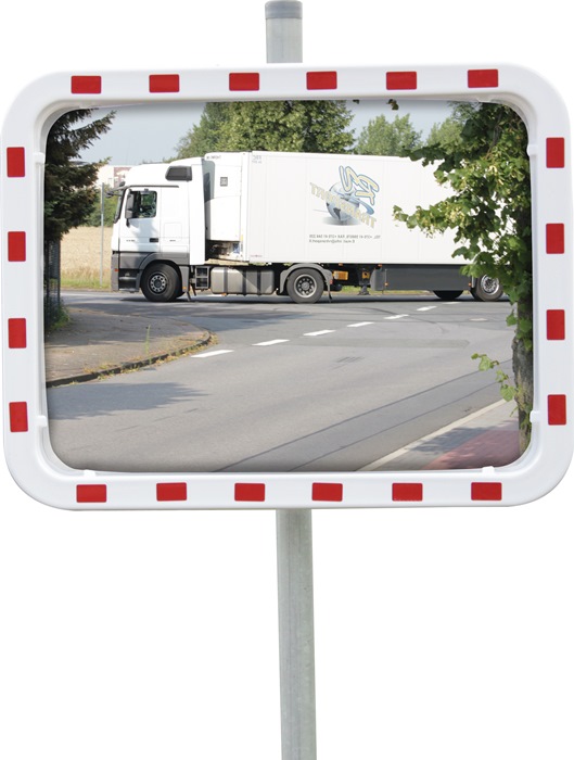 dancop Verkehrsspiegel H600xB800mm Kunststoff, rot/weiß 22 m