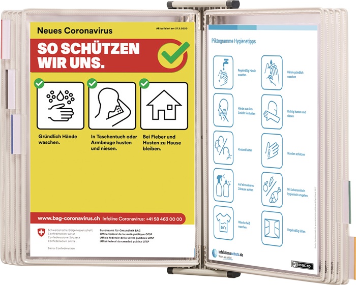 Tarifold Wandhalter 10 Sichttafeln weiß lackiertf.A4