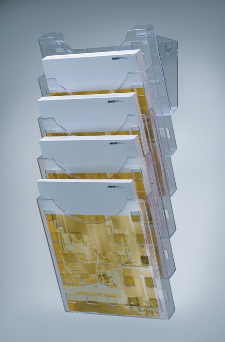 helit Wandprospekthalter 5 Fächer DIN A4 Kunststoff grautransparent B240xTxH574mm