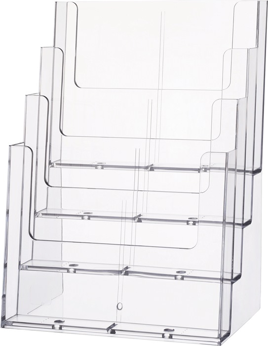 helit Tischprospekthalter 4 x DIN A4 hoch Kunststoff transparent freistehend