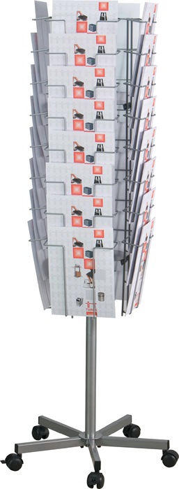 TWINCO Prospektständer Ø 510 mm H1475mm silber 32 Fächer DIN A4