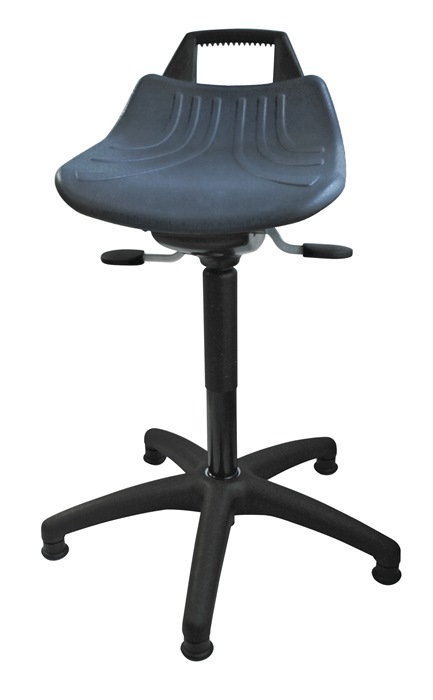 LOTZ Lagertechnik Drehhocker mit Bodengleitern PU-Schaum blau Sitzhöhenverstellung 490-680 mm