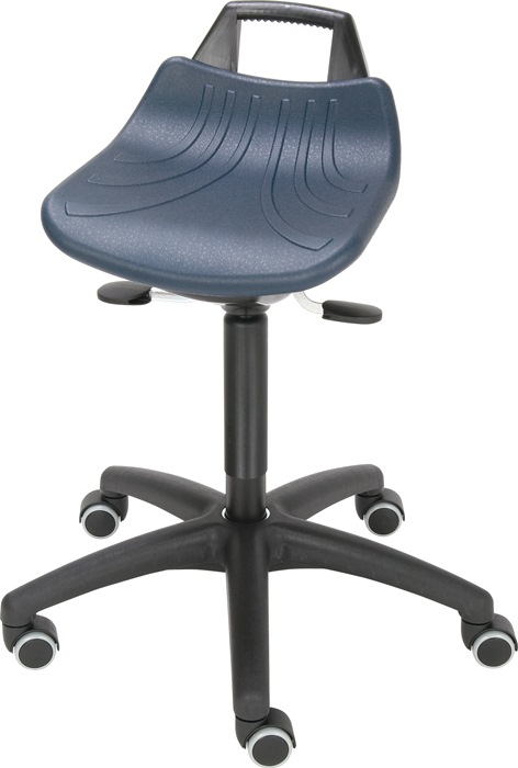 LOTZ Lagertechnik Drehhocker mit Rollen PU-Schaum blau Sitzhöhenverstellung 520-710 mm