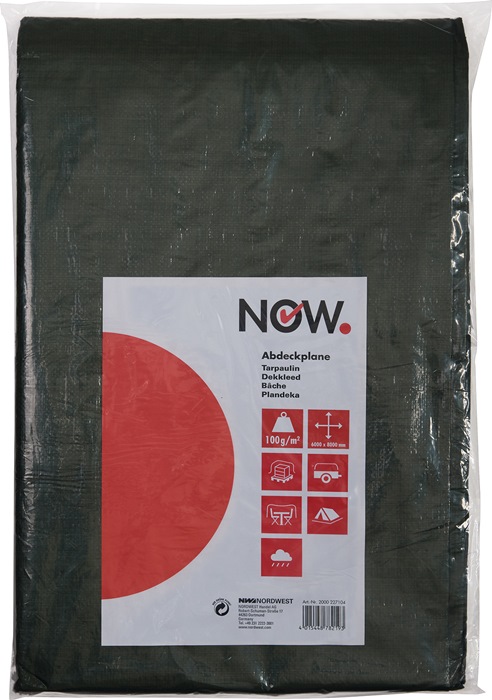 NOW Gewebeplane Multi Tarp Breite 3000 x Länge 5000 mm olivgrün Gewicht 100 g/m² mit Aluminiumösen