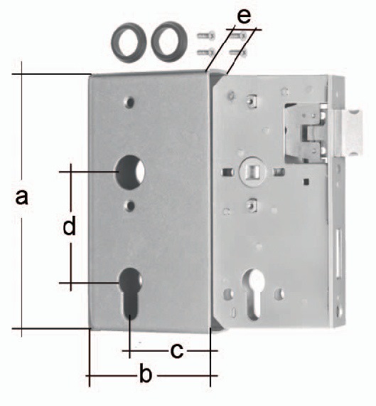 GAH Alberts Schlosskasten DIN links / rechts Maß A172xB94xC60 mm Maß E 40 mm Dornmaß 60 mm