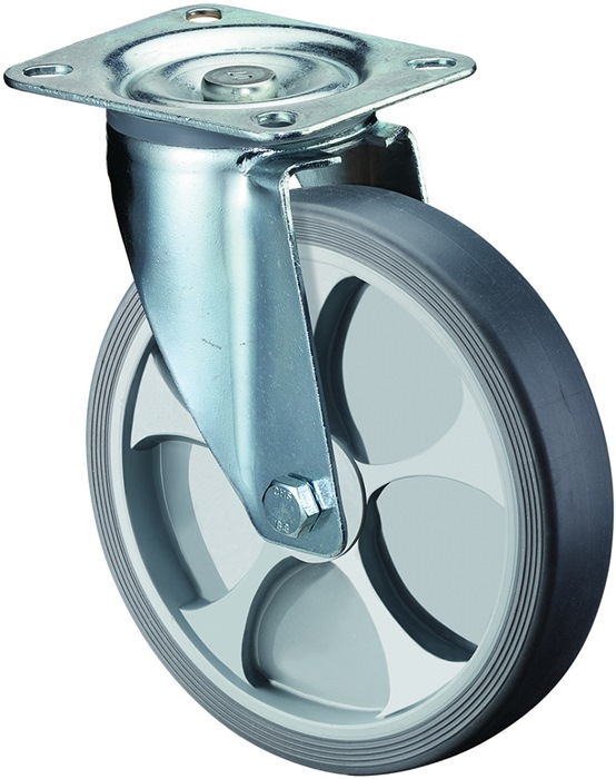BS Rollen Lenkrolle Rad-Ø 100 mm Tragfähigkeit 110 kg thermoplastisch Kunststoff Platte L104xB80 mm