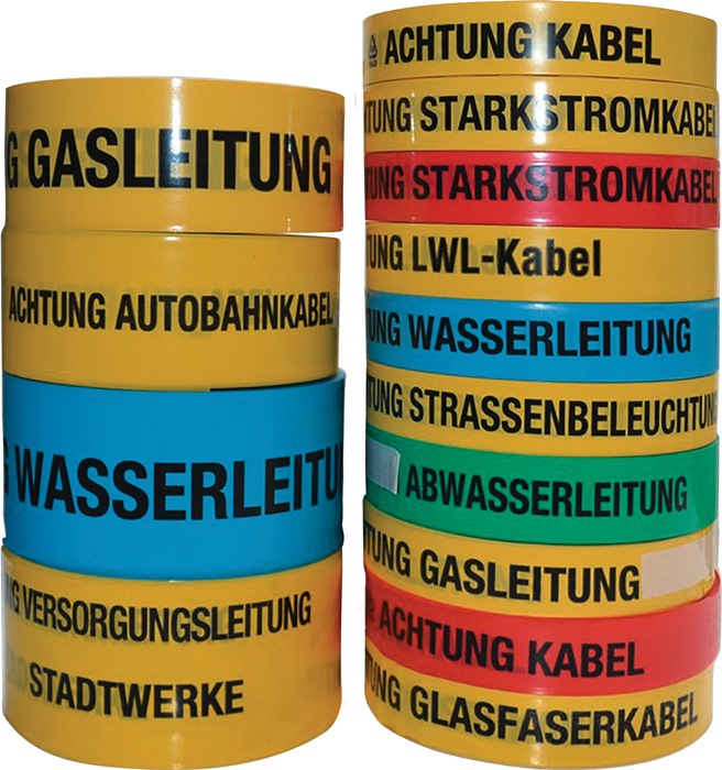 multicoll Trassenwarnband Aufdruck Achtung Gasleitung Breite 40 mm Länge 250 m gelb