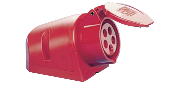 JÄGER CEE-Wanddose 16 A 400 V Steckerstellung 6 h mit Klappdeckel IP44