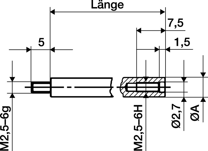 Käfer Verlängerungsstück Länge 50 mm Messbolzen-Ø 4 mm passend zu Messuhren