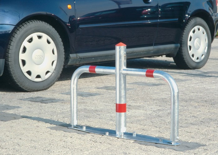 urbanus Sperrbügel Höhe über Flur 500 mm silber, mit roten Reflexstreifen Ø 60/40 mm mit Profilzylinder