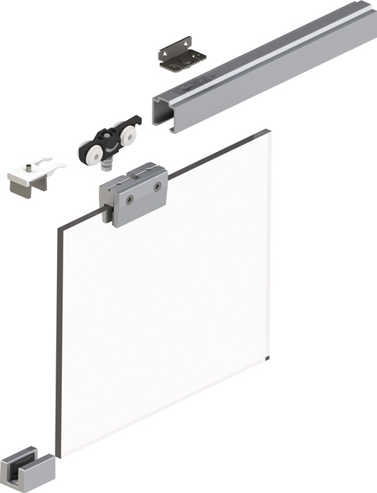 HELM Schiebetürsystem 73 50 kg 1700 mm EV1 eloxiert 710-900 mm Deckenmontage Komplettset Glastüren 8/10 mm