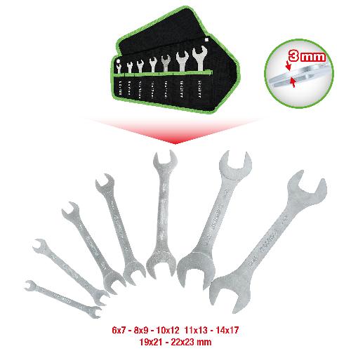 KS TOOLS COMPETITION Doppel-Maulschlüssel-Satz, 7-tlg, extra flach
