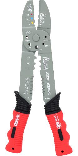 KS TOOLS Multifunktions-Crimpzange für isolierte und unisolierte Kabelschuhe, 220mm