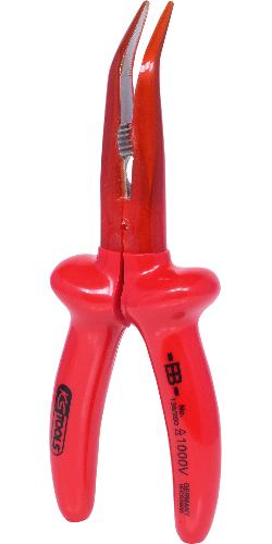 KS TOOLS 1000V Flachrundzange, beschichteter Arbeitskopf, gebogen, 200mm