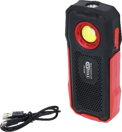 KS TOOLS Mobile Werkstatt-Handlampe, 500 Lumen, mit Bluetooth Lautsprecher, knickbar