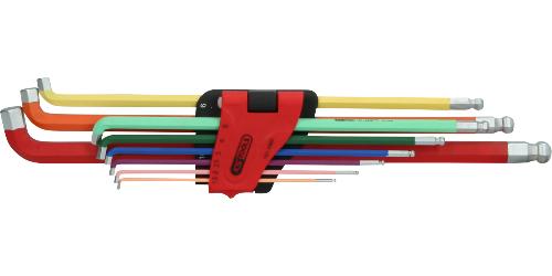 KS TOOLS Kugelkopf-Innensechskant-Winkelstiftschlüssel-Satz, 108° abgewinkelt, 9-tlg