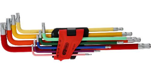 KS TOOLS Kugelkopf-Torx-Winkelstiftschlüssel-Satz, extra lang, 9-tlg