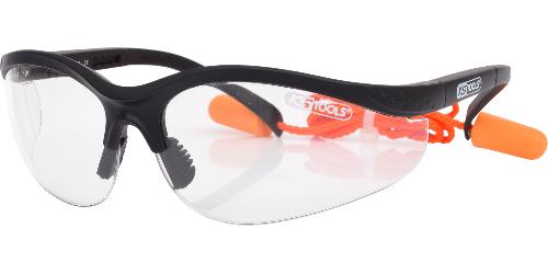 KS TOOLS Schutzbrille-transparent, mit Ohrstöpsel