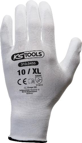 KS TOOLS Mikro-Feinstrickhandschuhe-weiß, 10, 12 Paar