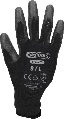 KS TOOLS Mikro-Feinstrickhandschuhe-schwarz, 9, 12 Paar