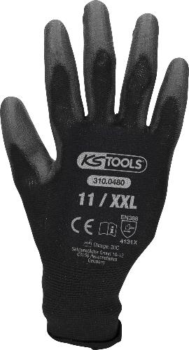 KS TOOLS Mikro-Feinstrickhandschuhe-schwarz, 11, 12 Paar