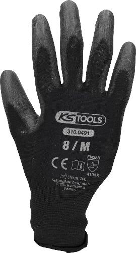 KS TOOLS Mikro-Feinstrickhandschuhe-schwarz, 8, 12 Paar